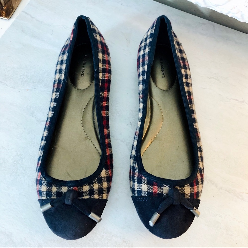 Lands End plaid flats